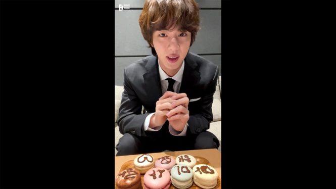 Jin Gives ARMY a Special Valentine’s Day Message Spelled in Macarons: Watch