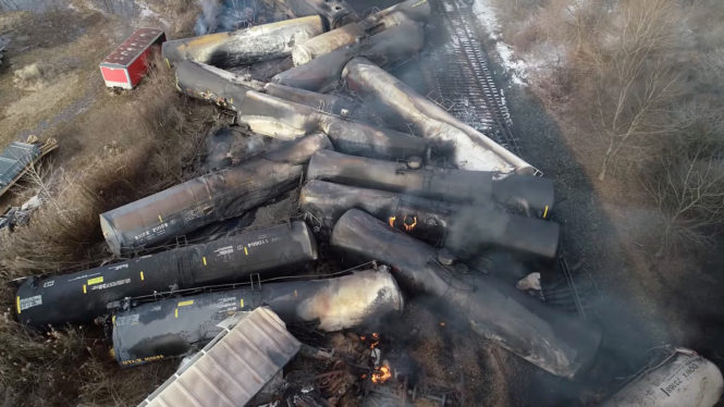 Photos Show Aftermath of Toxic Train Derailment in Ohio