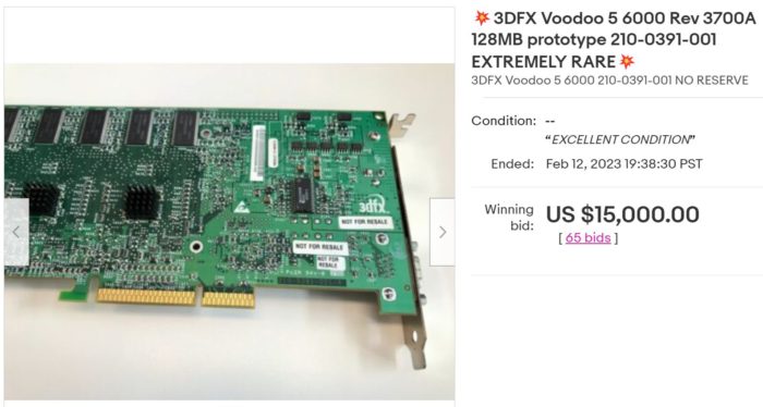 Prototype of the final unreleased 3dfx GPU sells on eBay for $15,000
