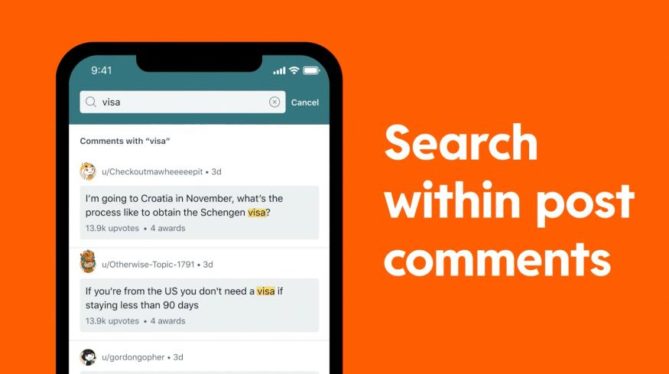 You can now search the comments within an individual Reddit post