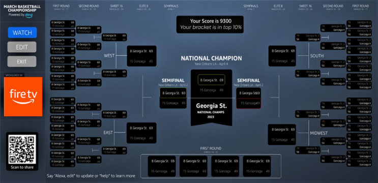 Fire TV users can fill out NCAA brackets with the new March Madness feature