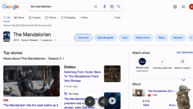 The Mandalorian’s Grogu Is Getting Into Shenanigans in Google Search