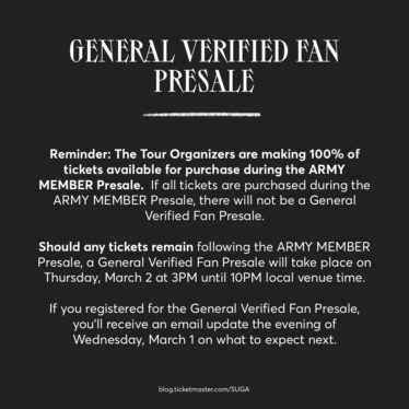 Ticketmaster Cancels Suga’s Verified Fan Presale & General Ticket Onsale: ARMY Reacts