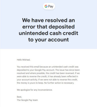 Bank error in your favor: Google Pay bug accidentally sends users free money