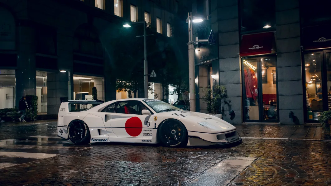 Ferrari F40 with Liberty Walk widebody kit slinks through Tokyo