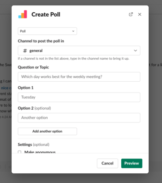 How to create a poll in Slack