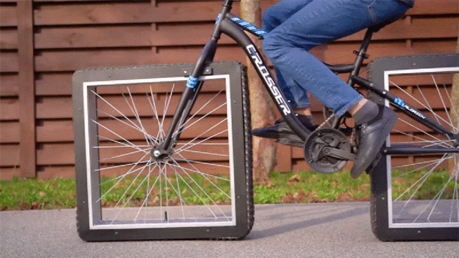 This Square-Wheeled Bicycle Works Like a Pedal-Powered Tank