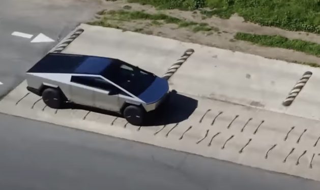 Watch the Tesla Cybertruck run suspension tests at the Fremont factory