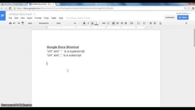 How to superscript and subscript in Google Docs