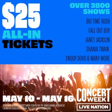 Live Nation Announces Return of $25 All-In Tickets For 2023 Gigs by Janet Jackson, Fall Out Boy, Shania Twain & More