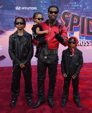 Offset Matches With Sons in Michael Jackson Inspired Outfit at ‘Spider-Man’ Premiere