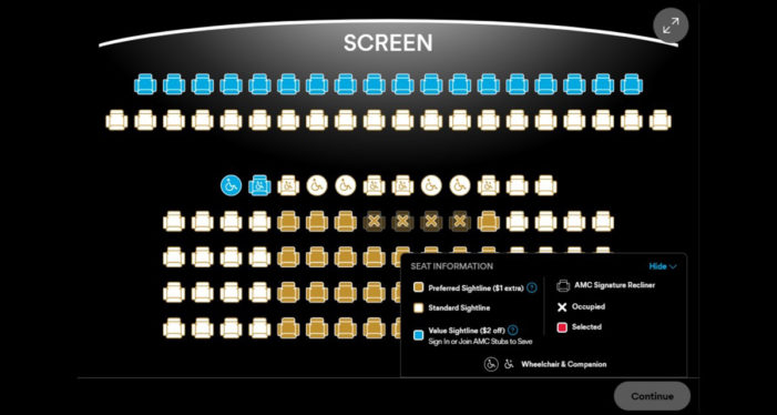 AMC Theaters to introduce Sightline pricing based on seat location