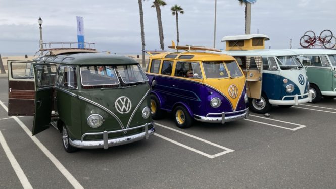 Check out the all the vintage VW vans at the ID. Buzz reveal