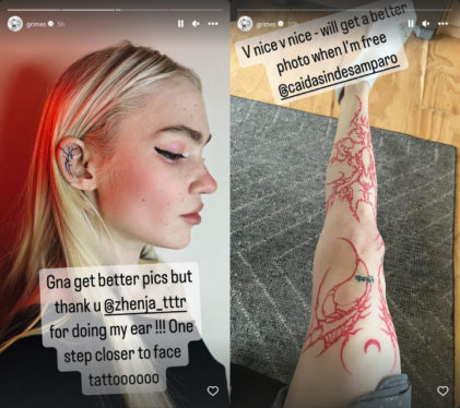 Grimes Shows Off Massive New Leg Tattoo, Says She’s ‘One Step Closer’ to Getting Ink on Her Face