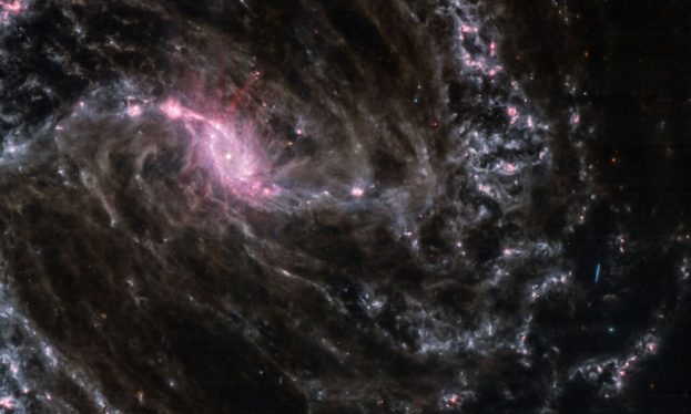 Peer inside the bar of a barred spiral galaxy in new James Webb image