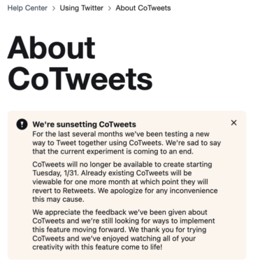 Twitter is shutting down its CoTweets feature immediately