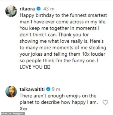 Rita Ora Celebrates Husband Taika Waititi’s Birthday in Sweet Post