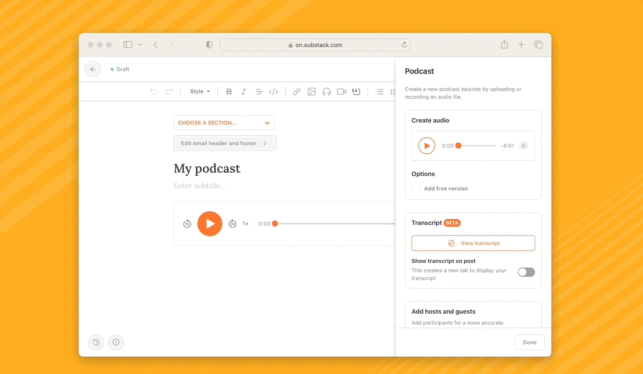 Substack introduces new AI-powered audio transcription tools