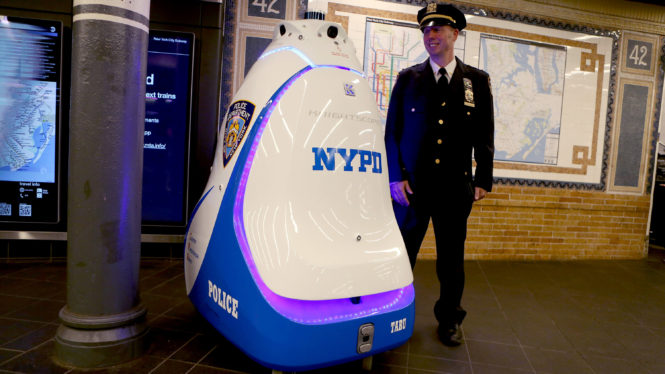 An NYPD security robot will be patrolling the Times Square subway station