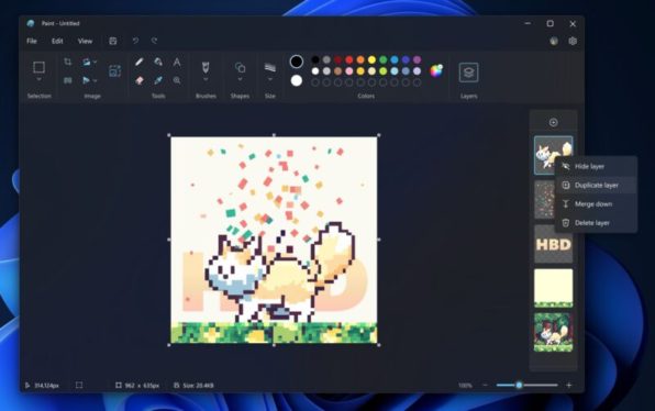 Hell freezes over, MS Paint adds support for layers and PNG transparency