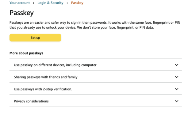 Amazon quietly rolls out support for passkeys, with a catch
