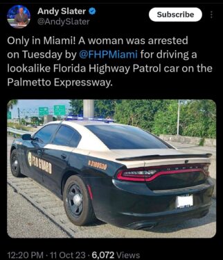 Florida woman charged with driving what looks like a Highway Patrol car