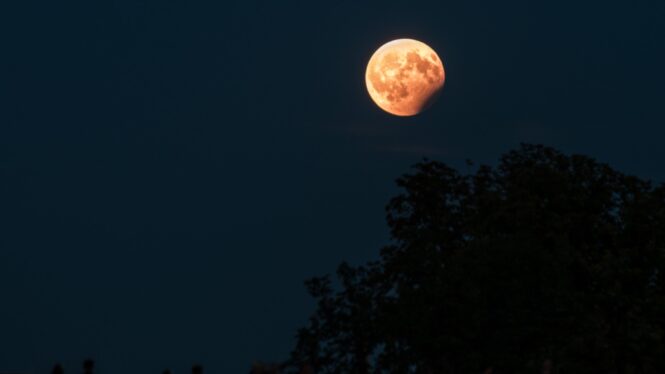Full Hunter’s Moon puts on a spooky display today with partial lunar eclipse