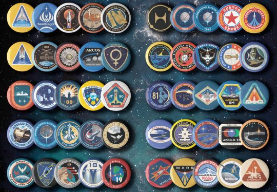 New collectible pin buttons depict ‘For All Mankind’ space mission patches