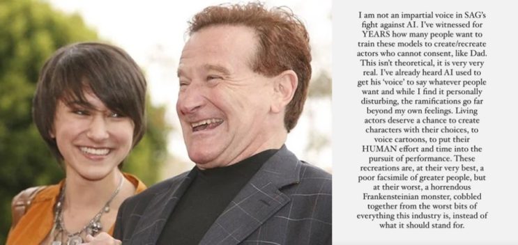 Robin Williams’ Daughter Speaks Out Against AI Recreations Of Actors’ Voices: &quot;I Find It Personally Disturbing&quot;