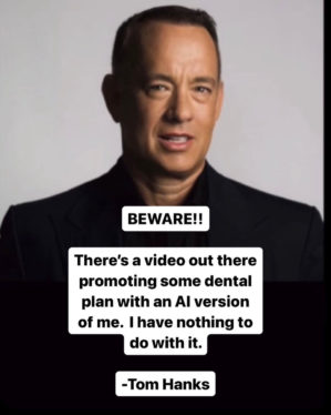 Tom Hanks warns of AI-generated doppelganger in Instagram plea