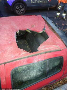 Authorities believe this Renault Clio Campus was struck by a meteorite