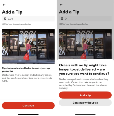 DoorDash tests warning non-tippers that their order could be slow to arrive