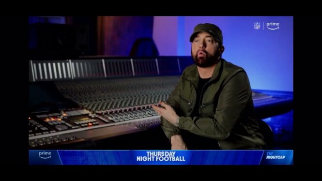 Eminem Popped Into ‘Thursday Night Football’ To Pay Homage to Detroit Lions NFL Legend Barry Sanders