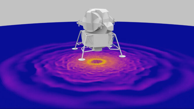 NASA supercomputers show how Apollo 12 landing kicked up moon dust (video)