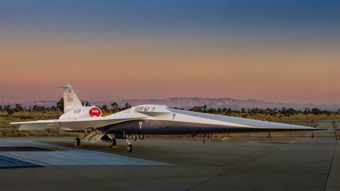 NASA shows off its experimental, quiet supersonic aircraft, the X-59