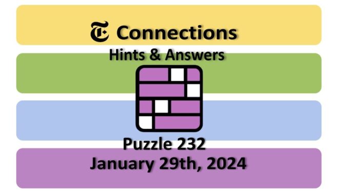 Today’s Connections Answers & Hints For January 29, 2024 (Puzzle #232)