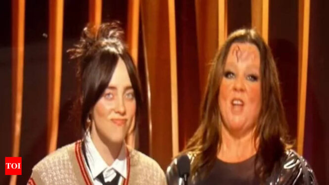 Billie Eilish Autographs Melissa McCarthy’s Face at 2024 SAG Awards: Watch