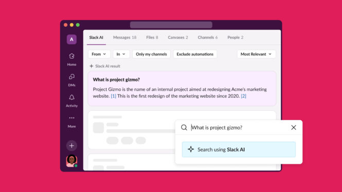Slack adds AI-fueled search and summarization to the platform