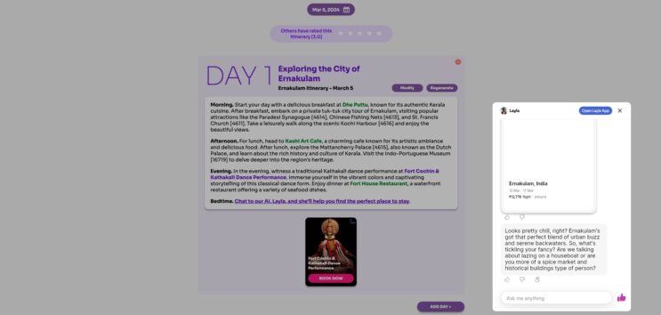 Travel startup Layla acquires AI itinerary building bot Roam Around