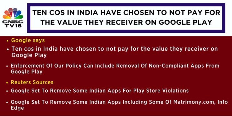 Google removes some Indian apps over Play Store fees violation