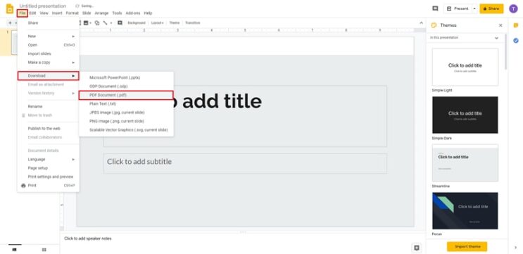 How to convert Google Slides to PDF