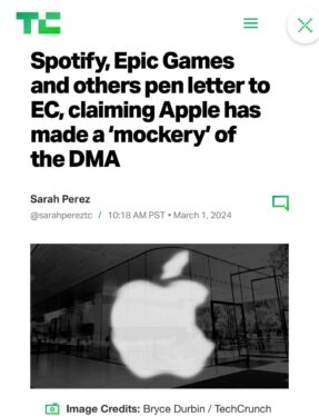 Spotify, Epic Games and others pen letter to EC, claiming Apple has made a ‘mockery’ of the DMA