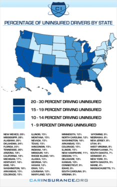 10 worst and 10 best states for uninsured drivers