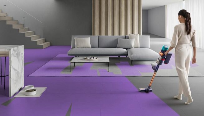 Dyson’s AR CleanTrace feature ensures a thorough vacuuming session every time