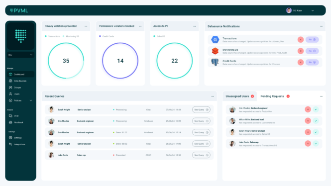 PVML combines an AI-centric data access and analysis platform with differential privacy