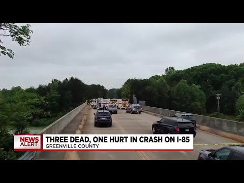 Three dead and one person injured after car crashes over bridge on I-85