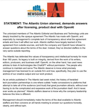 Journalists “deeply troubled” by OpenAI’s content deals with Vox, The Atlantic