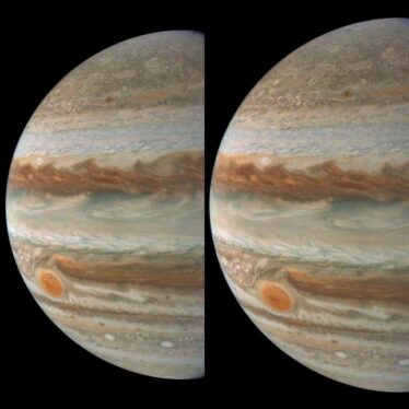 Mysterious Moon Photobombs Jupiter’s Great Red Spot in Latest Juno Image