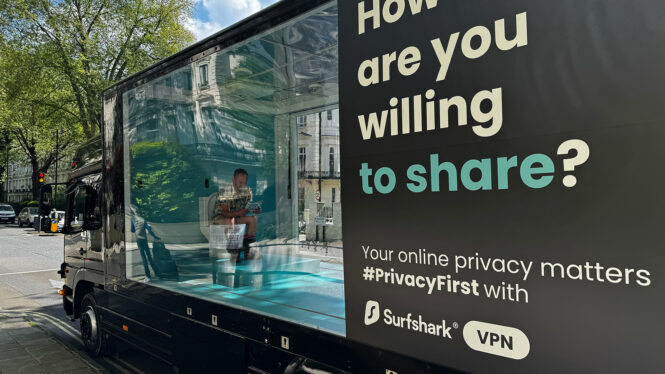 There’s a transparent toilet ad outside my office—and a VPN firm made it