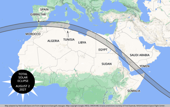 Where will the 2027 total solar eclipse on Aug. 2 be visible?